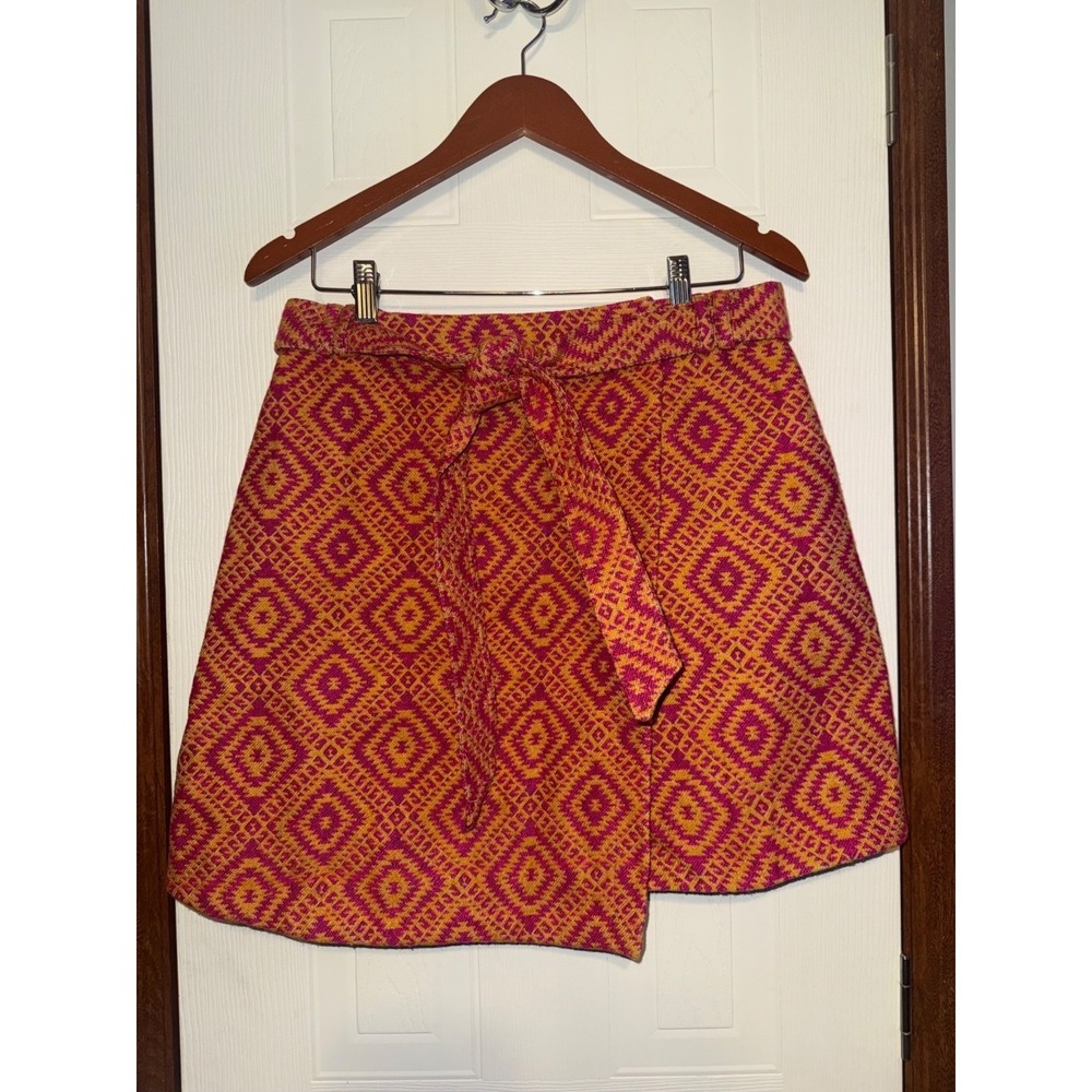 NWT Anthropologie Structured Knit Tapestry Mini Wrap Skirt Size‎ 8